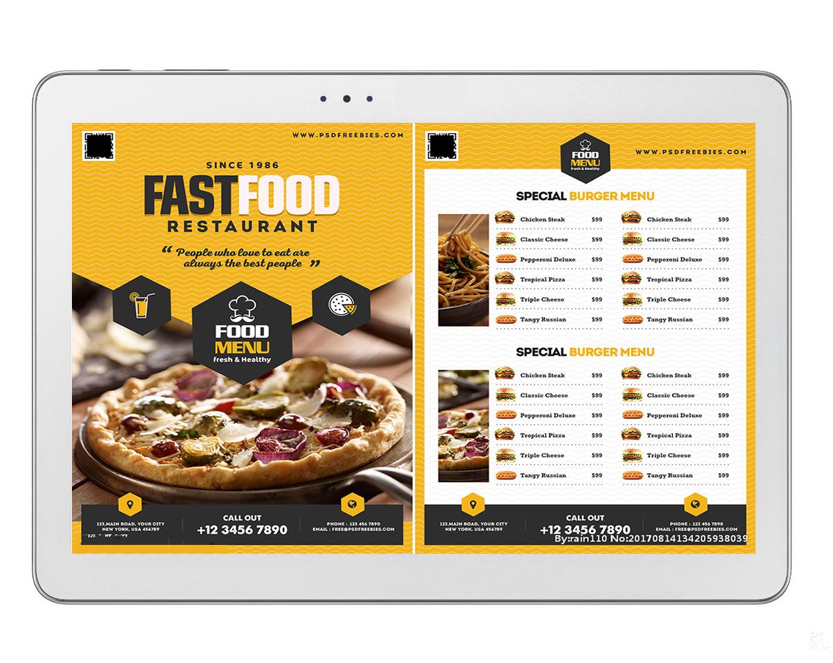Digital Menu Android Tablet PC